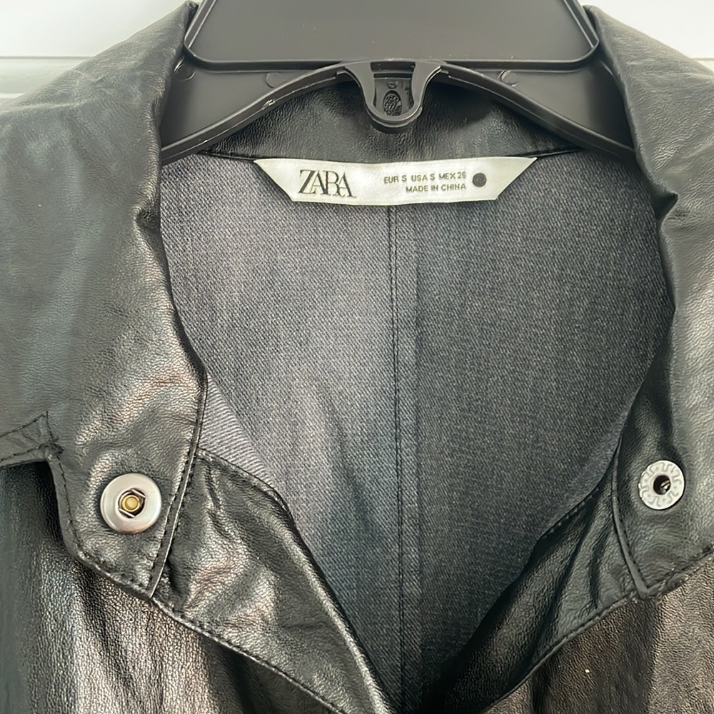 Zara Black Faux Leather Button Down Jacket